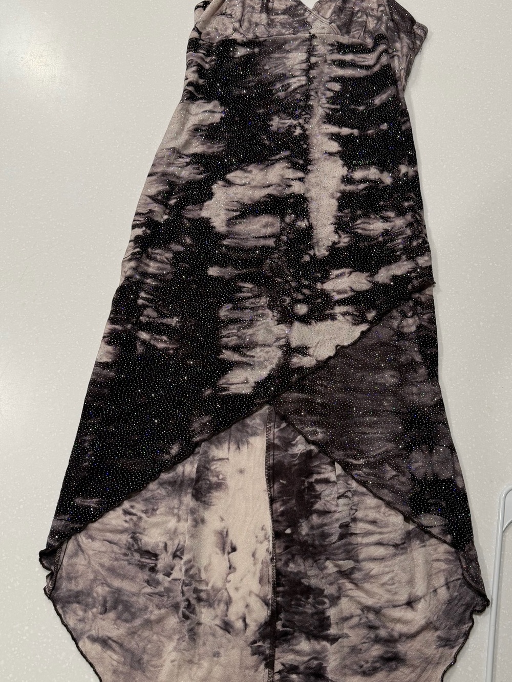 Hourglass Black and Cream Handkerchief sparkle Hem Maxi Skirt